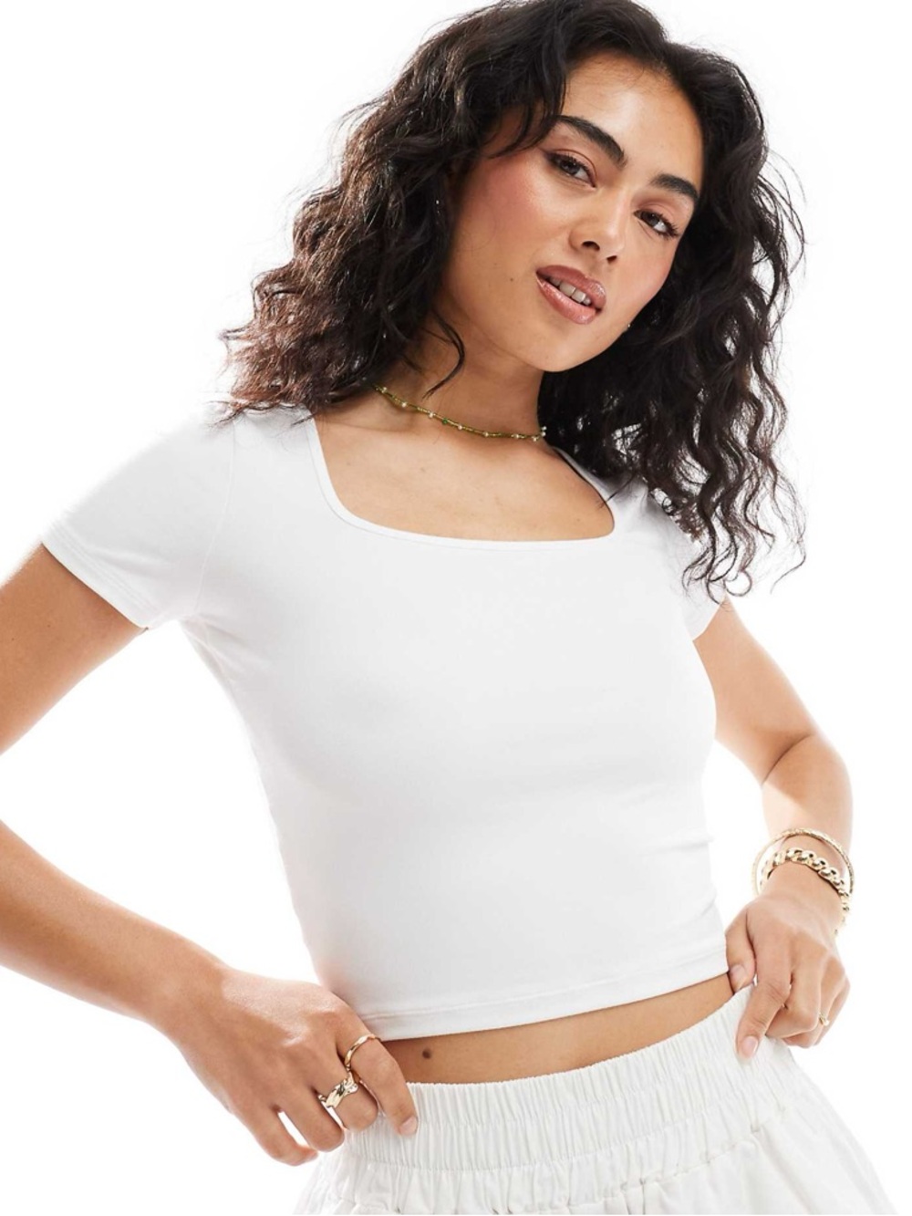 Hollister White Square Neck Crop Top | Size: Small
